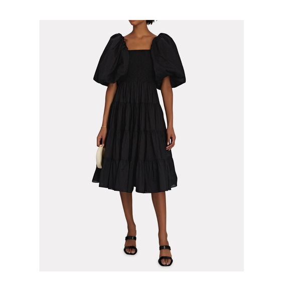 AJE Cherished Puff Sleeve Midi Dress - Black, AU2/US 8 - Picture 3 of 13